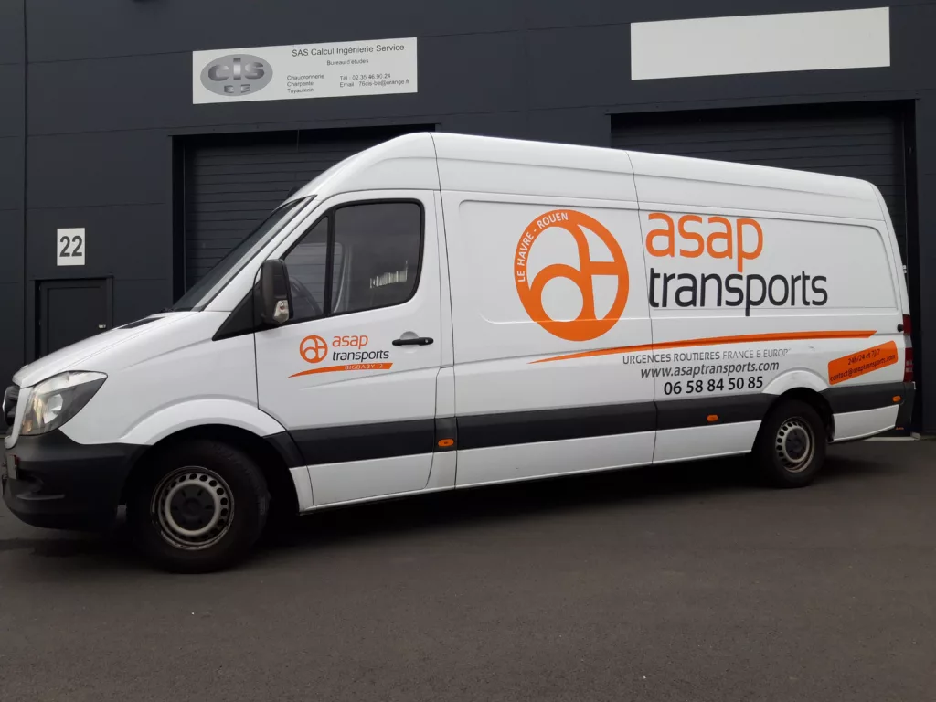 Camionnette de livraison urgente express ASAP Transports 76