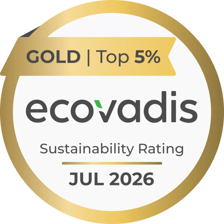 Médaille d'or EcoVadis récompensant l'entreprise de transport routier ASAP TRANSPORTS pour son excellente performance RSE avec un score de 87/100